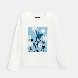 Long-sleeved T-shirt with flowers and sequins
