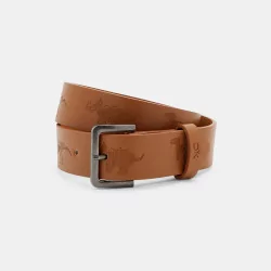 Faux leather belt with motifs