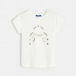 Round neck T-shirt with embroidered motif