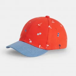 Mixed fabric printed baseball cap