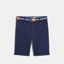 Canvas bermuda shorts + belt