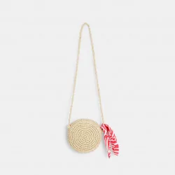 Moon-shaped straw bag + scarf