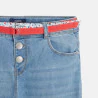 جينز قصة خصر عالي مع 5 جيوب وحزام مزدوج