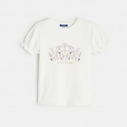 Round neck T-shirt with embroidered motifs
