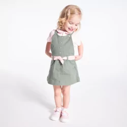 Cotton piqué overall dress and bloomers
