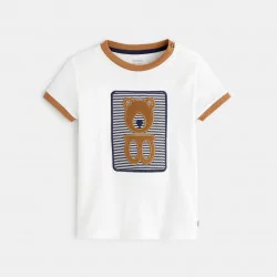 Fancy cotton T-shirt with embroidered bear