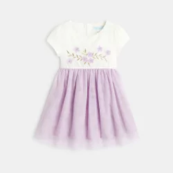 Ceremony tulle dress with embroidered flowers