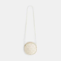 Iridescent jacquard bag with moon motifs