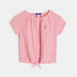 Gingham checked blouse