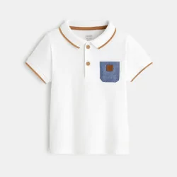 Pique knit polo shirt with bear patch