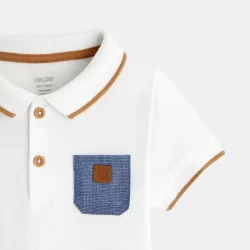 Pique knit polo shirt with...