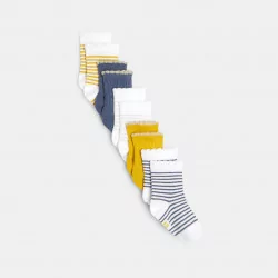 Shiny striped socks with scalloped edges (set of 5)
