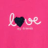 Girls' short-sleeved pink T-shirt with love slogan