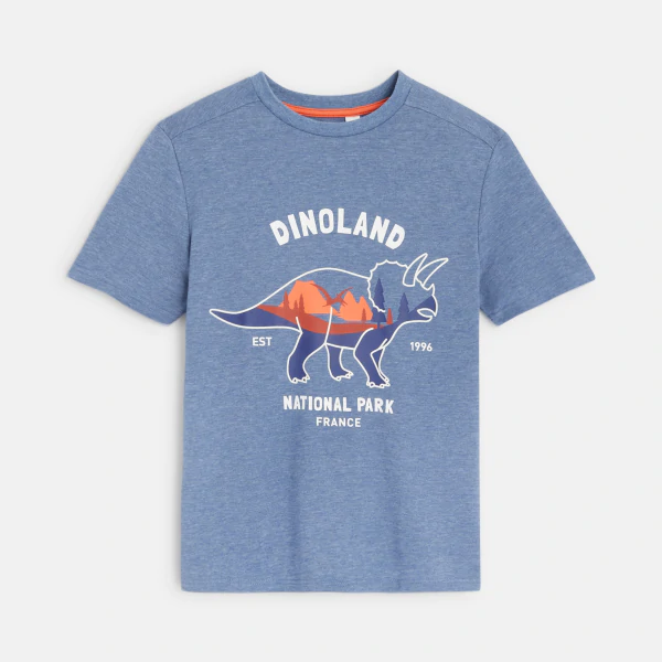 تيشيرت للأولاد بطبعة ديناصور باللون الأزرق