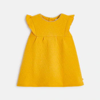 Baby girl's yellow floral textured cotton dress