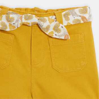 Baby girl's ochre textured cotton shorts