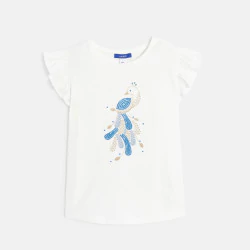 Baby girl's white peacock print T-shirt