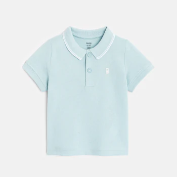 Baby boy's plain sky blue piqué polo shirt