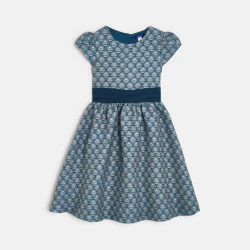 Girl's blue jacquard dress