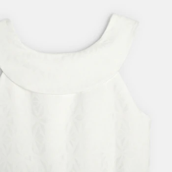 Girl's elegant white jacquard motif dress