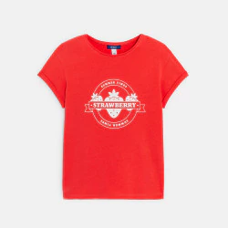Girl's red short-sleeve T-shirt