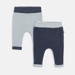 Baby boy's blue soft knit trousers (set of 2)