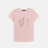 Girl's pink sequinned T-shirt with short sleeves