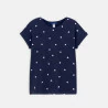 Girl's blue short-sleeve T-shirt with heart motif