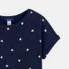 Girl's blue short-sleeve T-shirt with heart motif