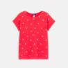 Girl's red short-sleeve T-shirt with heart motif
