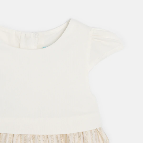 Baby girl's elegant 2-in-1 dress with shiny stripes