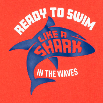 Boy's orange short-sleeve T-shirt with shark design