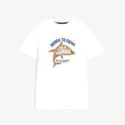 Boy's white short-sleeve T-shirt with shark design