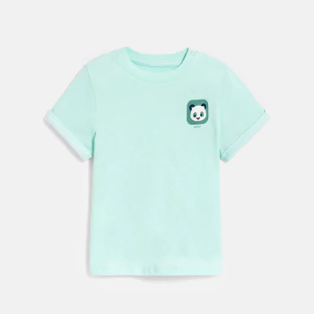 Baby boy's blue-green patterned T-shirt