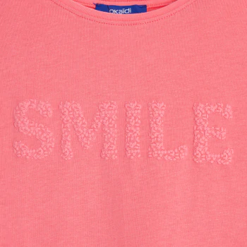Girl's pink short-sleeve T-shirt with slogan