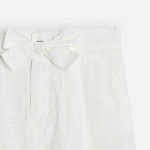 Girl's white high rise wide-leg trousers