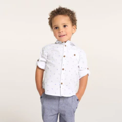 Baby boy's adaptable white palm print shirt