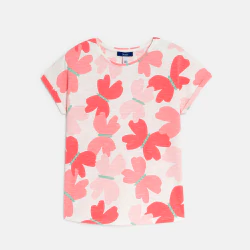 Girl's pink butterfly print T-shirt