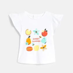 Baby girl's white fruit print T-shirt