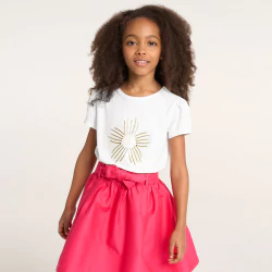 Girl's coloured sequinned T-shirt with short sleeves