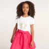 Girl's coloured sequinned T-shirt with short sleeves