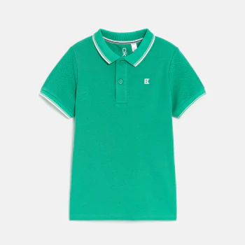 Boy's green short-sleeve polo shirt.