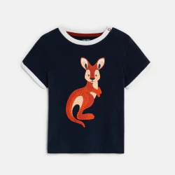 Baby boy's dark blue sensory kangaroo T-shirt