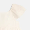 فستان أنيق بخطوط لامعة، باللون الأبيض للفتيات الصغيرات