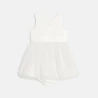 فستان أنيق ثنائي الخامة باللون الأبيض، للفتيات الصغيرات