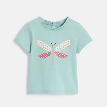 Baby girl's blue textured dragonfly T-shirt