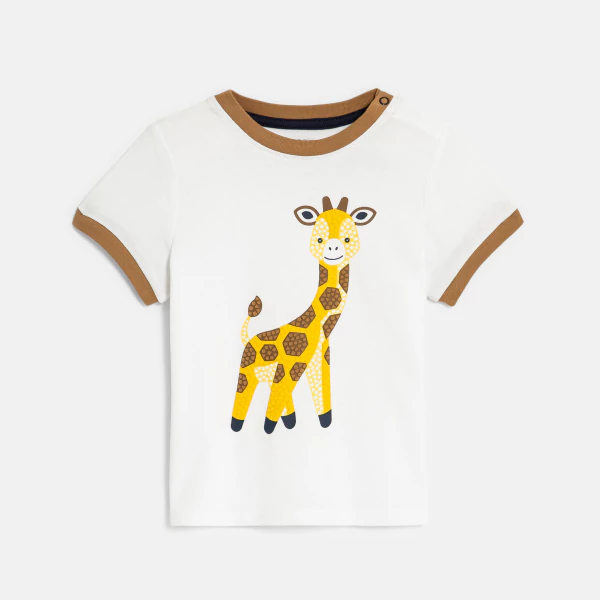 Baby boy's white giraffe sensory T-shirt
