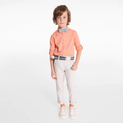 Boy's white slim fit canvas trousers + belt