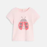 Baby girl's pink textured ladybird T-shirt