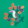 Girls' green toucan motif T-shirt